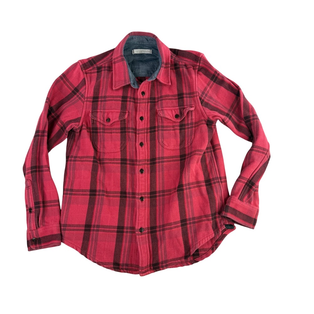 Outerknown‎ Blanket Shirt Mens Medium Red Heavyweight Organic Cotton Flannel